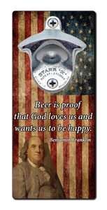 Ben Franklin Beer Quote - Magnetic Bottle Opener
